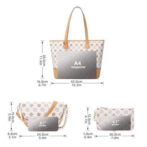 Image of Women Fashion Synthetic Leather Handbags Tote Bag Shoulder Bag Top Handle Satchel Purse Set
