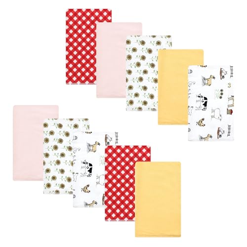 Luvable Friends Hudson Baby Flannel Burp Cloths 10pk, Barnyard Farm
