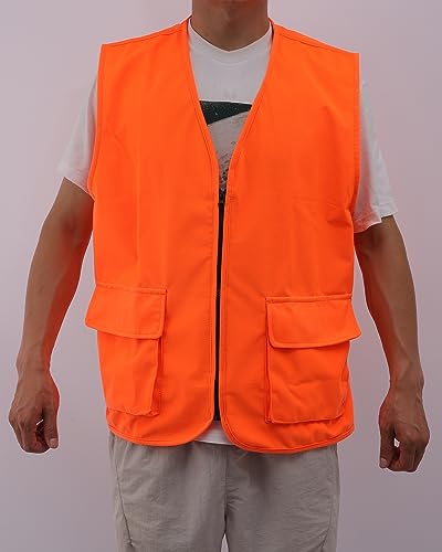 Men's Hunting Vest - Blaze Orange - Zipper Closure - Multi Pockets (Available in L and XL)4