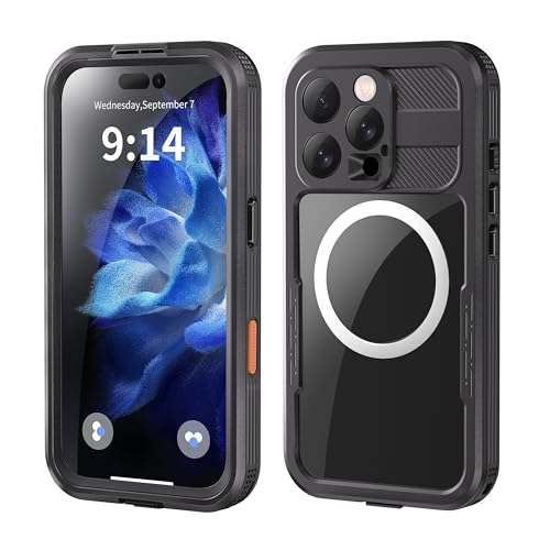 XIMAND for iPhone 16 Pro Max Waterproof Case, Military-Grade Full Body Defense: IP68 Underwater Protection, Built-in Screen Protector & Camera Lens Cover, 10FT Waterproof Shockproof Dustproof. Black