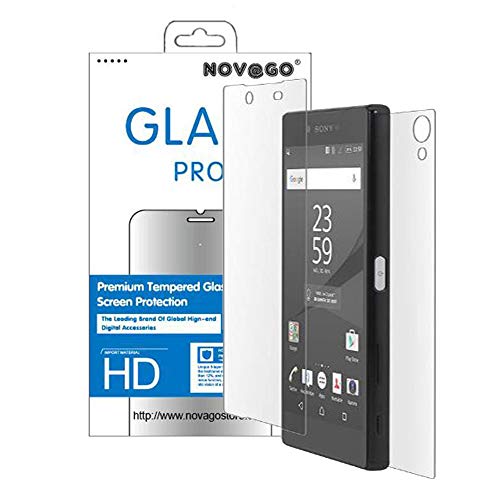 NOVAGO Compatible avec Sony Xperia Z5 Compact (Z5 Mini 4.6'') 2 Films Protection en Verre trempé résistant Anti Choc Avant + Arrière