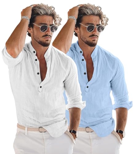 Image of Combo of Men Solid Cotton Blend Straight Kurta Shirt Pack of 2