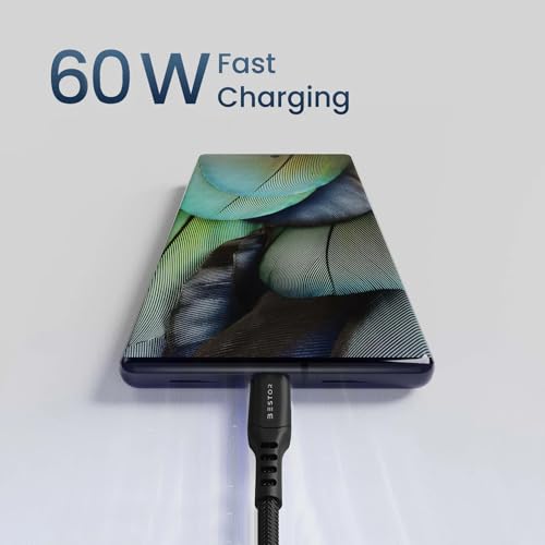 Image of BESTOR 60W Type-C to Type-C Cable 1.2m PD Fast Charging Nylon Braided Durable Design 480Mbps Data Transfer Compatible with Smartphones, Tablets, Laptops & All Type-C Devices