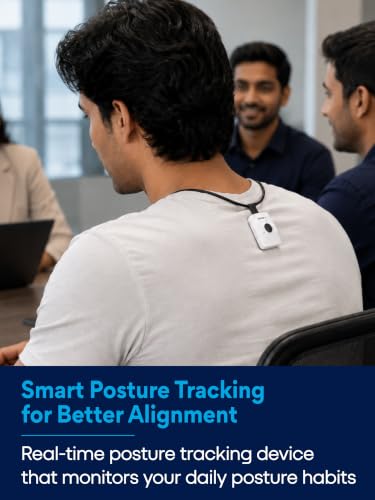 Image of FOVERA Smart Posture Corrector Trainer & Tracker for Men & Women - Posture Training Device with App Support, Slouch Alert Vibration, Progress Tracking, Silicone Neck Belt with Magnetic Lock