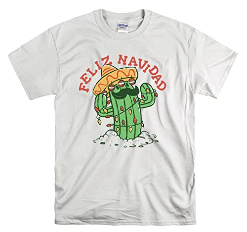 Image of Feliz Navidad Cactus Mexian Official Men Women Unisex Top T Shirt-3XL White
