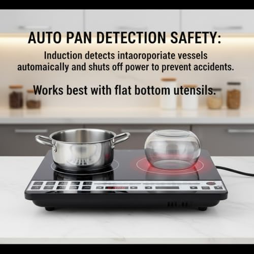 Image of Drumstone (Exclusive & Limited 5 Year Warranty) Induction Cooktop 2200W - LED Touch Display, Auto Pan Detection, 7 Indian Cooking Menus, Timer & Temperature Control - Energy Efficient Kitchen Stove