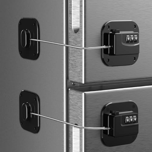 Himake Refrigerator Lock Combination Lock for Refrigerator Cabinets Drawers Heavy Duty Fridge Lock Easy Install No Keys Needed (Black-2Pack)