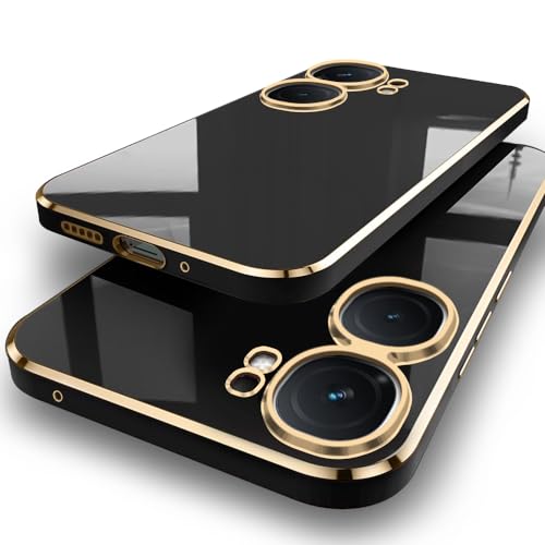 Image of TheGiftKart Luxurious Golden-Plated Back Cover Case for iQOO Neo 9 Pro 5G | Raised Lips for Camera & Screen Protection | Shockproof Design | Stylish Back Cover Case for iQOO Neo9 Pro 5G (TPU, Black)