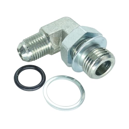 Image of 1 Piece Hydraulic Fitting 3 /8 Male JIC (9 /16 inch-18) X M16 x 1.5 Male Metric 90 Degree Elbow Adapter