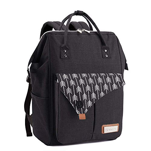 Lekebaby Changing Bag Backpack Nappy Changing Backpack Changing Bag Diaper Rucksack Backpack with Changing Mat for Mom & Dad, Black