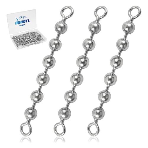 OROOTL Fishing Bead Chain Swivels, 20/40pcs Fishing Swivels Stainless Steel High Speed Trolling Swivels Catfish Swivel Fishing Balls Chain Swivels Fishing Tackle for Freshwater Saltwater