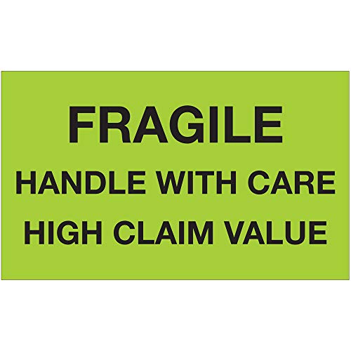 Box Partners 3 x 5 - Fragile Handle with Care (Green) Labels