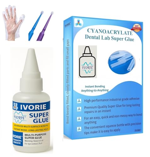 Super Glue Adhesive Instant Bonding Cyanoacrylate Acrylic - Dental Laboratory Tools (Transparent Clear Color - 20gr)