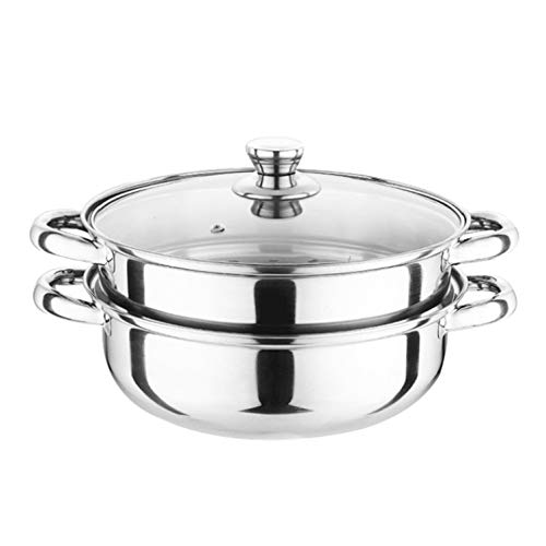 ZHANGXABN Ollas para Sopa de Dos Capas de 28 cm con vaporera, Olla de Acero Inoxidable Multiusos y multifunción.
