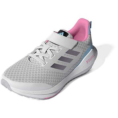 adidas boys EQ21 Run 2.0 Elastic Lace Running Shoes, Cloud White-matte Purple Metallic-bliss Blue, 3 Big Kid3