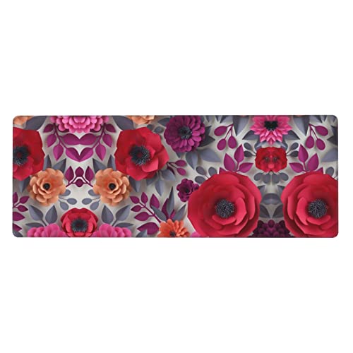 Tapis de souris de jeu grand format XXL à surface fluide fleurie