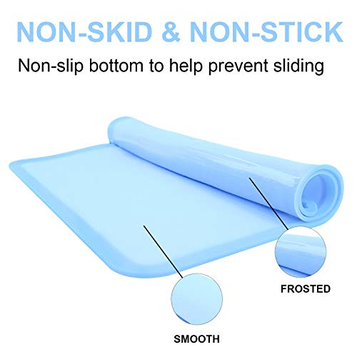 Silicone Placemats For Kids, Baby Toddlers Non-Slip Tablemats Stain Resistant Anti-Skid Reusable Dishwasher Safe Table Mats, Portable Food Mat Travel (2Pack,Baby Blue) #TOP3