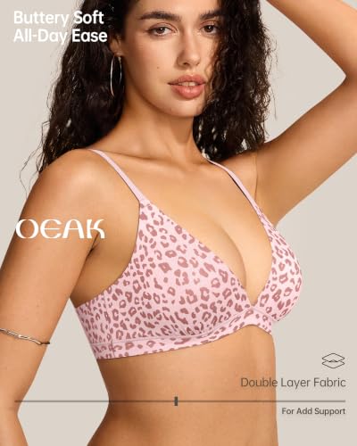 Image of OEAK Women Triangle Unlined Bra Wireless Pull On Plunge Bras
