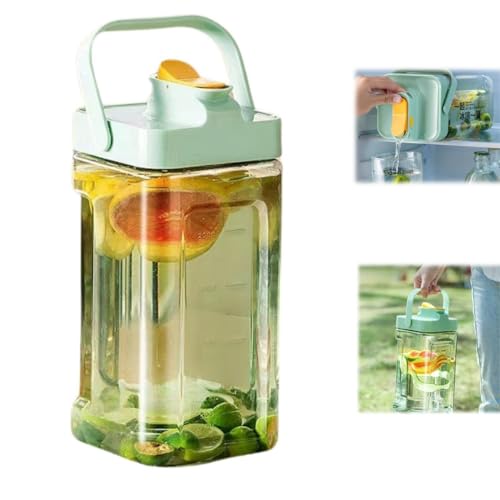 麦茶ポット 横置き ピッチャー お茶ポット 耐熱 2.3L/3.5L 漏れない ウオーターサーバー 冷水筒 ティーポット 蓋付き 洗いやすい プラスチック フタ付き 冷蔵庫 水差し 夏アイテム アウトドア 広口 持ちやすい 寝かせて B-2.3L