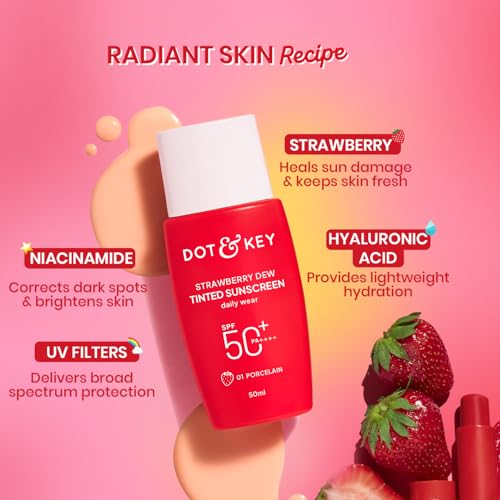 Dot & Key Strawberry Dew Tinted Sunscreen SPF 50+ Pa++++ - 01 Porcelain In- Vivo Tested | Protection Against UVA & UVB | Broad Spectrum, Water &... - Image 6