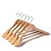 Amber Home Deluxe Solid Wood Coat Hanger, Suit Hanger, Jacket Hanger with Sturdy Non-slip Bar,Natual Color Smooth Finish, Wide Shoulder,5 Pack