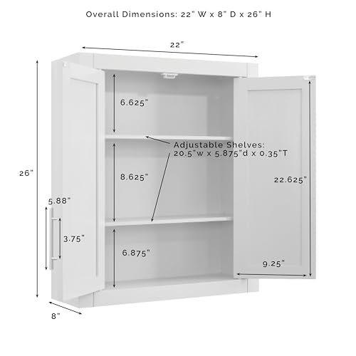 Crosley Furniture Savannah 2-Piece Wall Kitchen Storage Cabinet, Cabinets for Laundry, Bathroom, White - Thumbnail 7