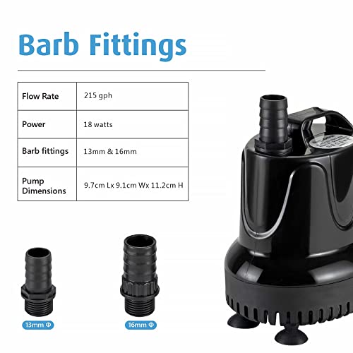 hygger Submersible Water Pump,800L/H 18W Aquarium Water Pump,Ultra Quiet Fountain Water Change Aquarium Water Feature Pump Fish Tank Circulation Pump with 2 Nozzles,for Pond Pool Garden Fish Tank - Image 6