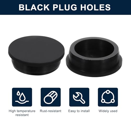 Image of uxcell 2 Pcs Black Plug Holes, Waterproof Rubber Button Plug for 48mm / 1.89 inch Hole