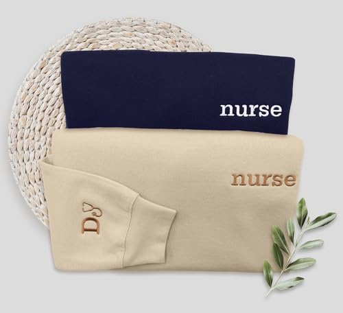 NACRE APPAREL Custom Embroidered Nurse Sweatshirt Hoodie Add Your Name Text Embroidered Nursing Life RN LPN Registered Gift2