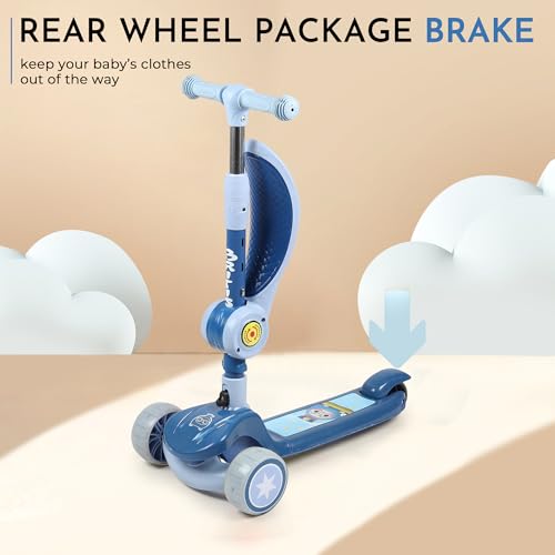 Image of 3-in-1 Convertible & Foldable Kids Kick Scooter for 3-14 Years Old Kids with 4 Level Height Adjustable Handle | LED PU Flashing Wheels | Light & Music Deck with Brake | Weight Capacity 100 kg