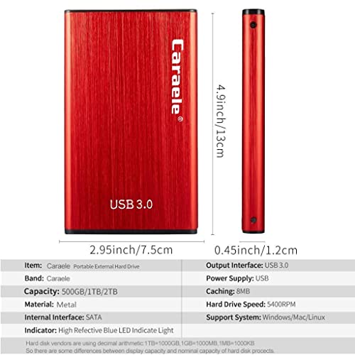 Image of New Portable HDD External Hard Drive Disk USB 3.0 for PC Laptop Red 500GB | Computers /Tablets & Networking | Drives, Storage & Blank Media | Hard Drives (HDD, SSD & NAS)