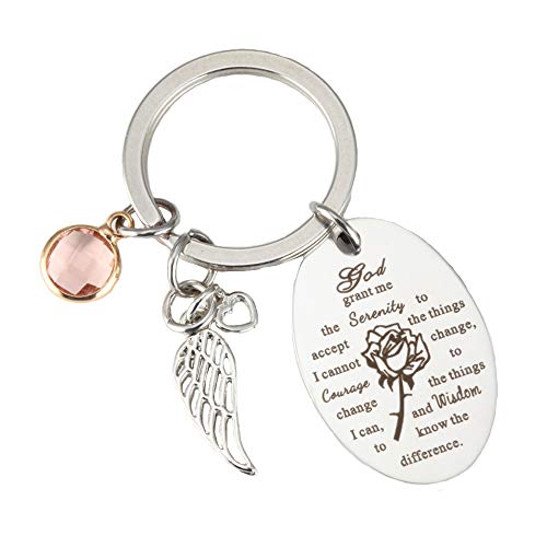 Bestwick MASOP VOGU Serenity Prayer Christian Keychains for Women Pray Stainless Steel Keychain Keyring Christmas Gifts