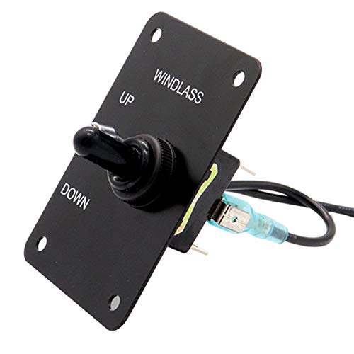 Eurobuy 12V 15A Anchor Windlass Up/Down Rocker Switch Panel, Marine Windlass Toggle Switches ON-Off-ON Control Panel with Red LED - Thumbnail 5