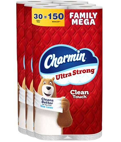 Charmin Ultra Strong Clean Touch Toilet Paper, 30 Family Mega Rolls = 150 Regular Rolls