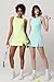 QINSEN Womens Sleeveless Athletic Dress Sleeveless Crew Neck Golf Dress with Shorts Lime Cream M