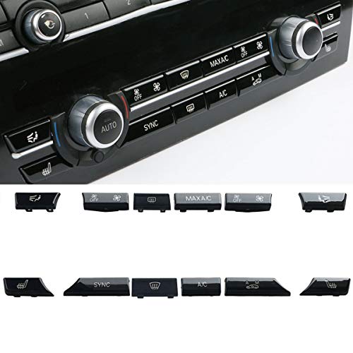 Bright Black Air Conditioning Button Covers Compatible with BMW,Jaronx Uprgaded Heater Climate Control Button Replacement(Fits: BMW 5 6 7 X5 X6 Series)(ONLY for AC Panel with 12pcs)