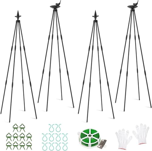 ZIKEBTUY Garten Obelisk Pflanze Rankhilfe – 4Pcs 120cm Gartenobelisken-Set Kletterhilfe für Kletterpflanzen, Metall Garten Rankgitter für öffentliche Plätze und Private Höfe ZIKEBTUY Garten Obelisk Pflanze Rankhilfe – 4Pcs 120cm Gartenobelisken-Set Kletterhilfe für Kletterpflanzen, Metall Garten Rankgitter für öffentliche Plätze und Private Höfe
