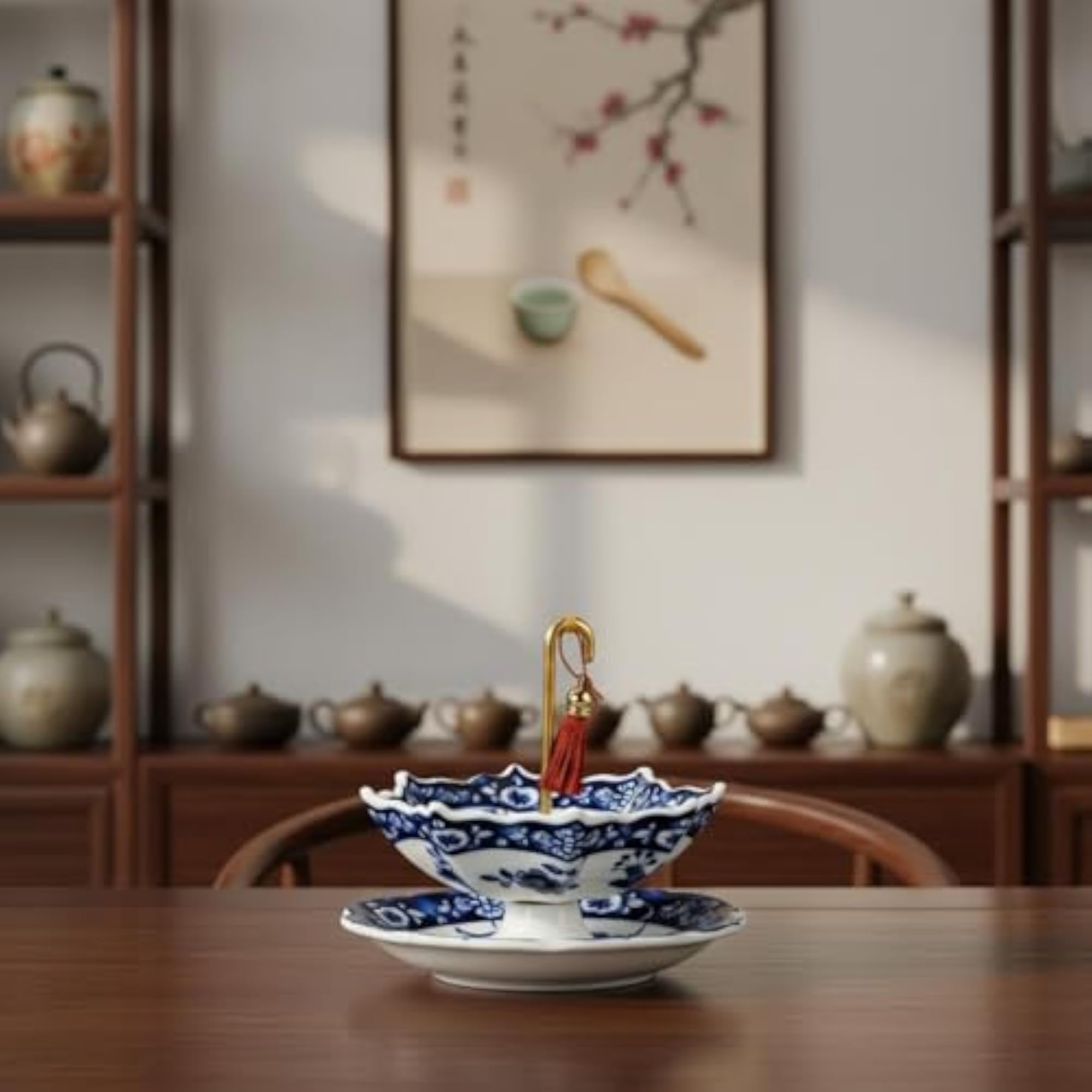 Creative Design Umbrella Shaped Tea Strainer, Decorative Porcelain