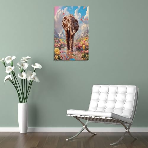 Tableau impression sur toile éléphant, affiche décoration murale chambre 50x75