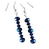 Girls - Womens Blue Crystal Linear earrings - Mother's Day Christmas Birthday Gift for Mother, daughter, sister, friends - Handmade Dangles