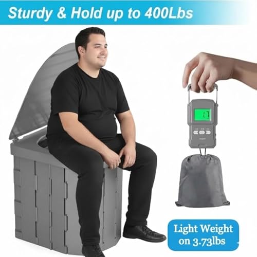 Image of Portable Toilet for Camping Commode Chair for Adult Travel Foldable Toilet Seat for Adult Hiking Outdoor Toilet Stool for Patients With Waterproof Bag, Garbage covers (Grey, 25L)