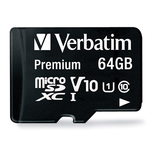 Verbatim Premium Micro SDXC Speicherkarte mit Adapter, 64 GB, Datenspeicher für Foto- und Video-Aufnahmen, Micro SD Karte in schwarz, ideal für Handy, Kamera oder Tablet Verbatim Premium Micro SDXC Speicherkarte mit Adapter, 64 GB, Datenspeicher für Foto- und Video-Aufnahmen, Micro SD Karte in schwarz, ideal für Handy, Kamera oder Tablet