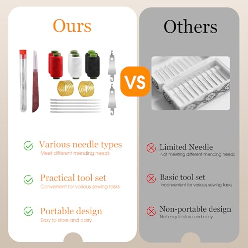 Save 14% on LYNRUI Big Eye Steel Sewing Needles Kit - 37Pcs