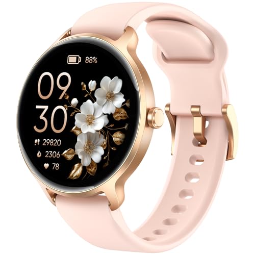Smartwatch Damen Rund, 1.27" AMOLED Smart Watch mit Telefonfunktion, Fitnessuhr mit Pulsuhr Schlafmonitor Schrittzähler… – Ansicht 1