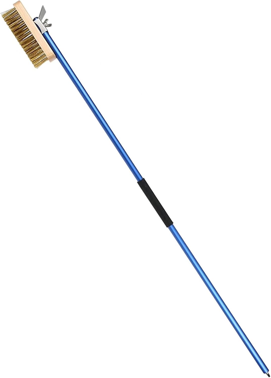 43 Inch Pizza Oven Copper Brush, Professional Cleaning Brass Bristle, With Stainless Steel Scraper, Commercial Household Kitchen Bake BBQ Tool, Long Aluminum Handle(Blue)
