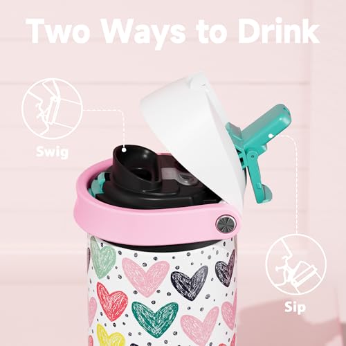 Image of 24 oz Valentine's Day Water Bottle: Meoky Stainless Steel Water Bottle with Straw and Spout Lid - Leak Proof, Cold for 24 Hours, Fits in Car Cup Holder, Valentines Day Gifts for Him Men Husband, Heart