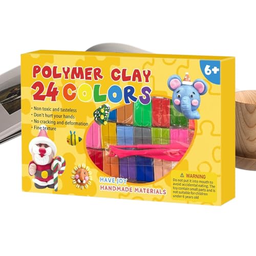 Arcilla Secado Aire – Set 24 Colores Plastilina Modelar con Utensilios | Masa Fragua Autógena Manualidades | Kit Escultura Sensorial para Proyectos Infantiles Alfarería Juego Creativo | Niños Niñas Ho