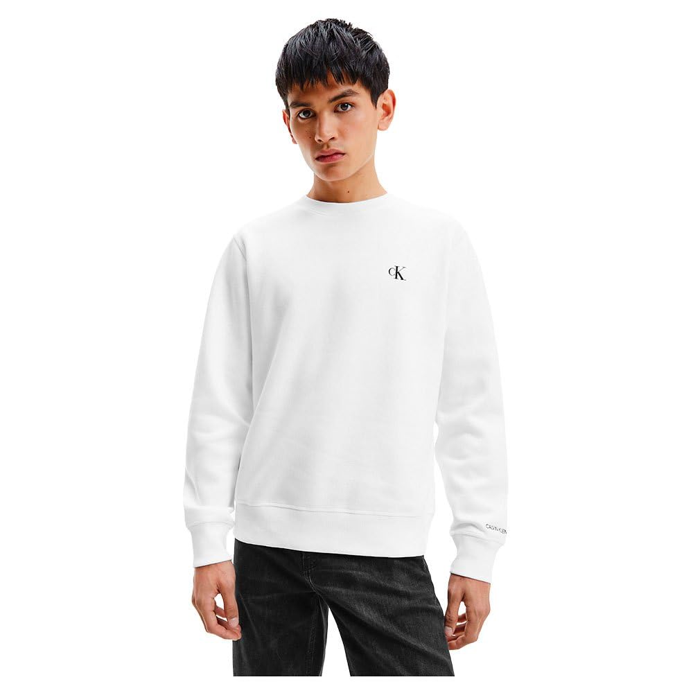 Calvin Klein Men Ck Essential Sweatshirt no Hood, White (Bright White), XXS