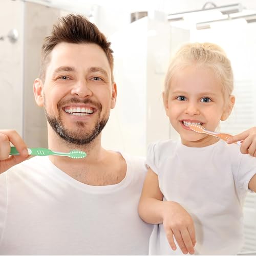 Image of DR.BRIGHT Toothbrush Medium Adults, Medium Toothbrushes for Adults with Tongue Scraper, Travel Toothbrushes with Ergonomic Handle, Assorted Colors, 8 Pack