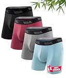 YESWEL Men's Boxer Briefs, Cool Viscose Made from Bamboo, Moisture Wicking Breathable Soft Comfortable Underwear With Pouch, 4 Pack (Medium, Multicolor01)